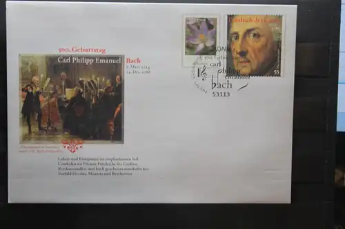 Umschlag mit Sonderwertstempel; USo 321; 300. Geburtstag Carl Ph. E. Bach