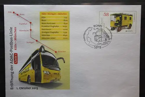 Umschlag mit Sonderwertstempel; USo 303; Eröffnung ADAC-Postbus-Linie