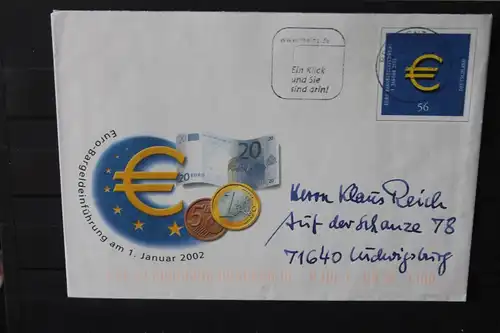Umschlag mit Sonderwertstempel; USo 33; Euro-Bargeldeinführung 2002