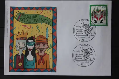 Ersttagsbrief Künstler- Ersttagsbrief FDC der Deutsche Postphilatelie: Kölner Karneval
