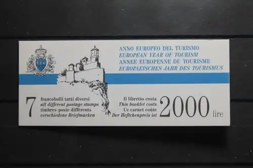 San Marino; Markenheft  MH2, Europäisches Jahr des Tourismus 1990, gestempelt
