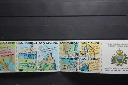 San Marino; Markenheft  MH2, Europäisches Jahr des Tourismus 1990, gestempelt