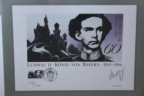 Künstleredition; Kunstgrafik: Ludwig II  König von Bayern von 1986; Handsigniert