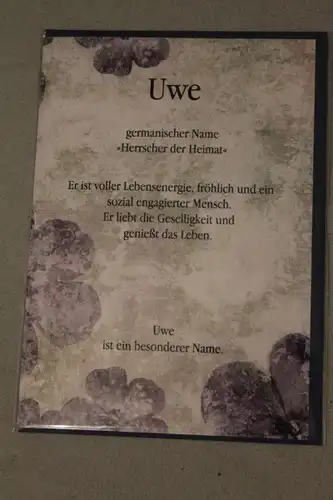 Uwe, Namenskarte, Geburtstagskarte, Glückwunschkarte, Personalisierte Karte

