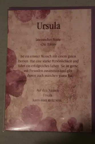 Ursula, Namenskarte, Geburtstagskarte, Glückwunschkarte, Personalisierte Karte

