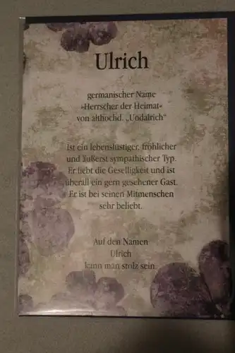 Ulrich, Namenskarte, Geburtstagskarte, Glückwunschkarte, Personalisierte Karte

