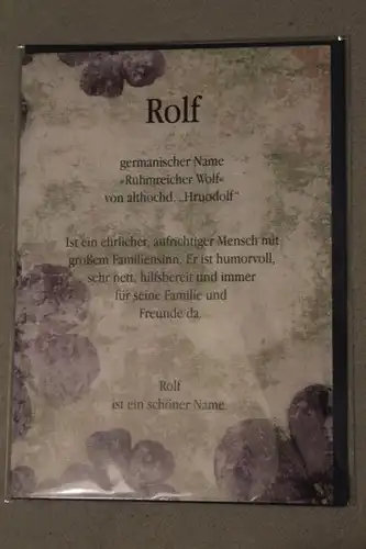 Rolf, Namenskarte, Geburtstagskarte, Glückwunschkarte, Personalisierte Karte

