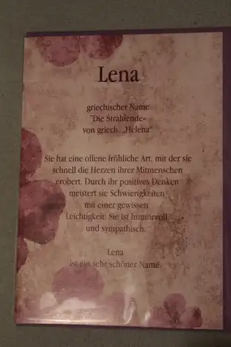 Lena, Namenskarte, Geburtstagskarte, Glückwunschkarte, Personalisierte Karte

