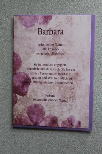 Barbara, Namenskarte, Geburtstagskarte, Glückwunschkarte, Personalisierte Karte

