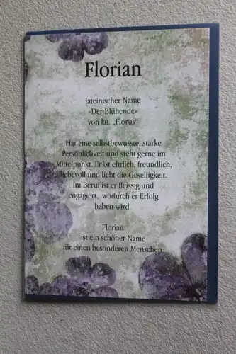 Florian, Namenskarte, Geburtstagskarte, Glückwunschkarte, Personalisierte Karte

