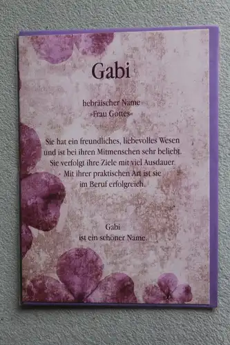 Gabi, Namenskarte, Geburtstagskarte, Glückwunschkarte, Personalisierte Karte

