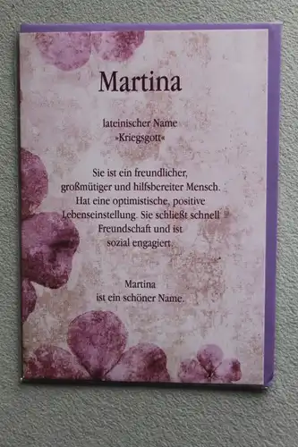 Martina, Namenskarte, Geburtstagskarte, Glückwunschkarte, Personalisierte Karte

