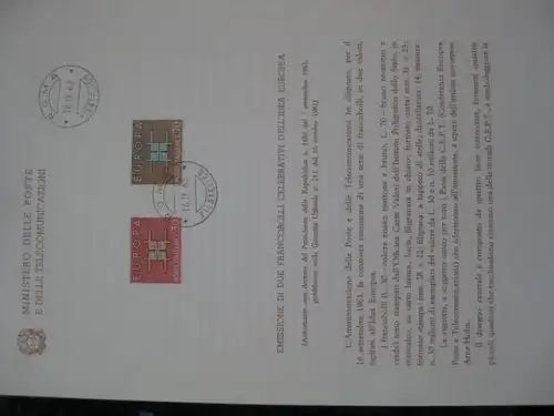 Italien CEPT 1963 Ankündigungskarton Amtl. Bollettinio des Postministeriums zur Michel-Nr. 1149-50
