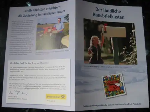 Amtl. Gedenkblatt der Post;Der ländliche Hausbriefkasten; Jahresgabe der Post