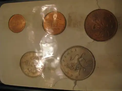 Münzenfolder der ab 15.2.1971 neuen Münzen in Dezimalwährung nach Währungsumstellung NEW PENCE