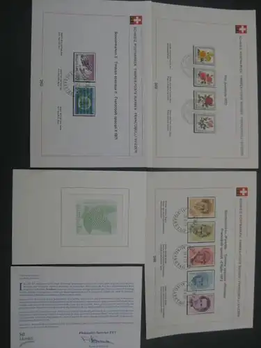 7 Ersttagsblätter aus 1970,1971 und 1972 Schweiz Jubiläumsgeschenk der PTT 1993