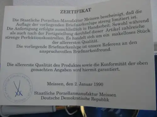 Lupe der Staatl. Porzellanmaunfaktur Meissen mit Zertifikat im Geschenkkarton