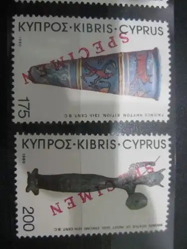 SPECIMEN Muster Mustermarken Zypern (gr.) 1980 Archeologische Funde kompl. Satz 14 Werte