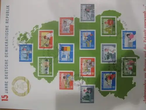 DDR Block 19 ;15 Jahre DDR; Großblock DIN A4 Ersttagssonderstempel