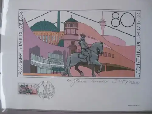 Künstleredition 700 Jahre Düsseldorf von 1988; Handsigniert und numeriert 375/1000