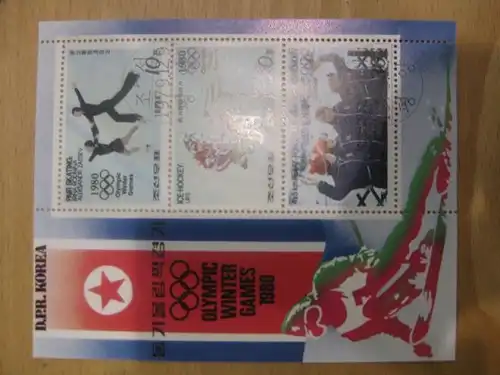 Kleinbogen Olympische Winterspiele 1980 von Nordkorea gestempelt