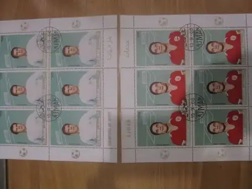 6 verschiedene Fußball Kleinbogen Ajman 1968 gestempelt