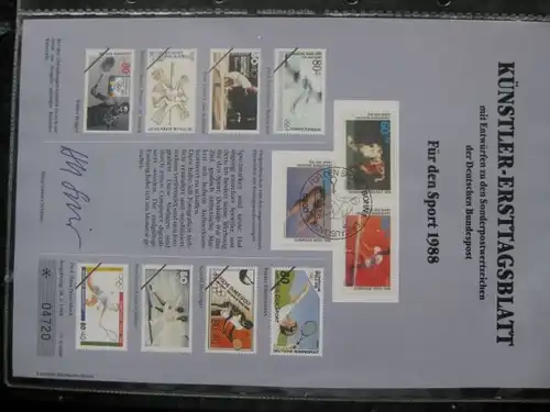 Künstler-Ersttagsblatt Bundesrepublik &quot;Für den Sport 1988&quot;