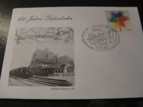 Erinnerungsbrief ;100 Jahre Tälesbahn- Nürtingen-Neuffen/Württ.