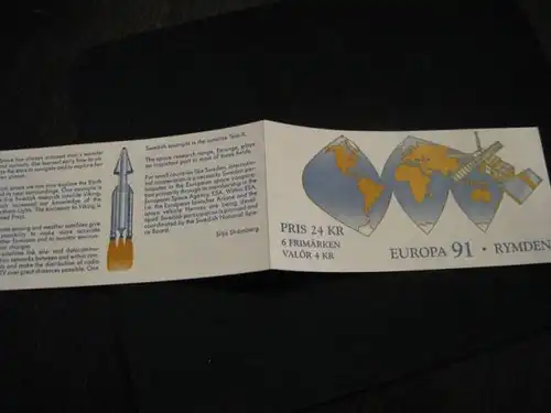 Markenheft mit Zählbalken Schweden 1991,gestempelt EST, Mi.-Nr. 1663-65 CEPT