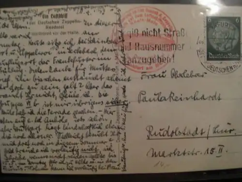 Postkarte Luftschiff (Zeppelin) der Deutschen Zeppelin-Reederei; startbereit in Frankfurt/Main