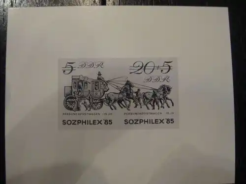 Schwarzdruck DDR Michel-Nr. 2965-66 SOZPHILEX 1985-Zusammendruck