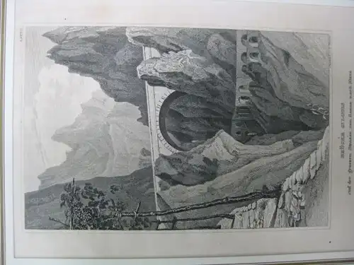 Stich der Brücke St. Louis bei Genua des Bibliographischen Institutes Hildburghausen (BI)