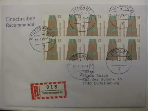 33 Pf. Sehenswürdigkeiten auf portogerechten EBf. mit EST (Mi.-Nr. 1399A)