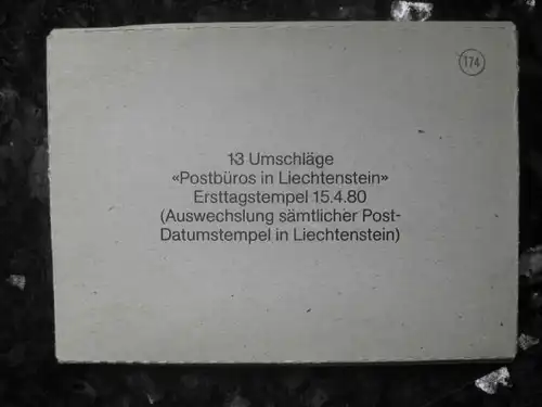 13 FDC ;Postbüros in Liechtenstein; Ersttag 15.4.1980