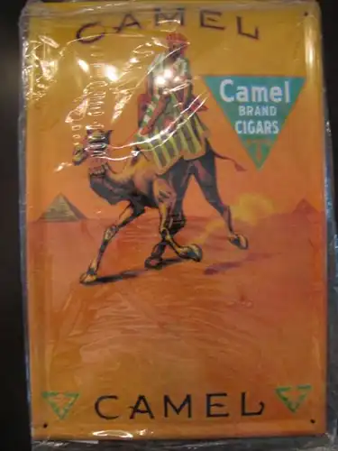 Blechschild mit CAMEL- Reklame, ca. DIN A4-Format