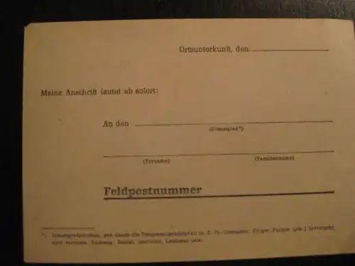 Frühe Ausgabe einer Feldpostkarte der Bundeswehr, blanco