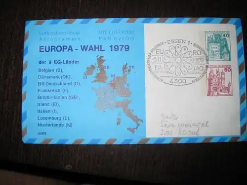 Privatganzsache Europa-Wahl 1979 , gestempelt, Aerogramm