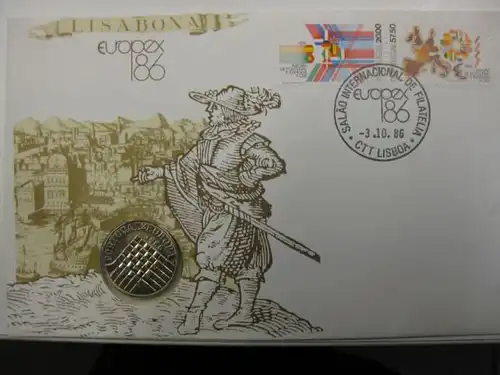 Amtlicher Numisbrief Portugal der Ausgabe EG-Beitritt Portugals und Spanien 1986