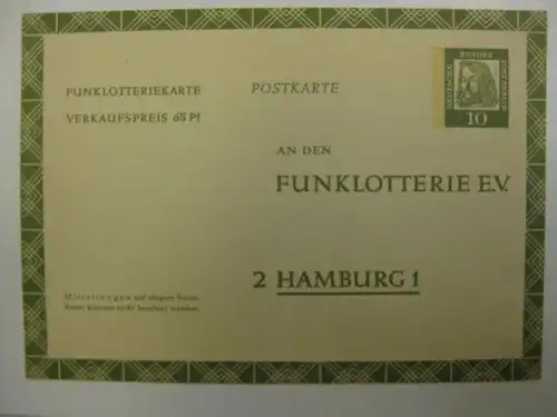 Berlin FUNKLOTTERIE Ganzsache Nr. 6 *