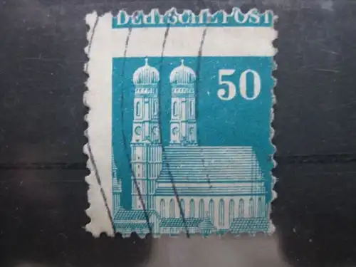 Amerikanische und Britische Zone, Historische Bauten, Bautenserie von 1948, 50 Pf. Münchner Frauenkirche gestempelt, stark verzähnt