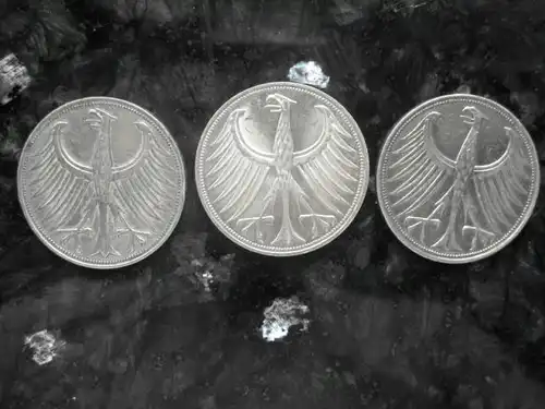 5 DM Kursmünzen 3 Verschiedene