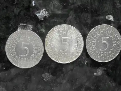 5 DM Kursmünzen 3 Verschiedene