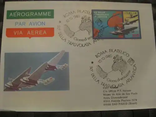 Aerogramm Italien 50 Jahre Atlantiküberquerung