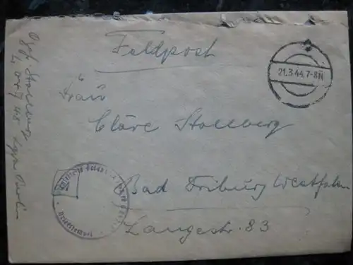 Feldpostbrief von Berlin (Stummer Stempel) nach Bad Driburg