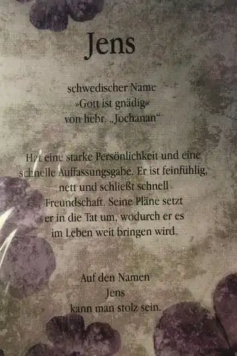 Jens, Namenskarte, Geburtstagskarte, Glückwunschkarte, Personalisierte Karte

, Namen Jens