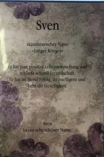 Sven, Namenskarte, Geburtstagskarte, Glückwunschkarte, Personalisierte Karte

, Namen Sven