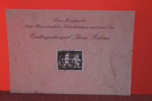 25.1.1958; Geburtstagskarte- Ersttagskarte - Diese Briefmarke trägt Ihr persönliches Geburtsdatum und somit den Ersttagsstempel Ihres Lebens