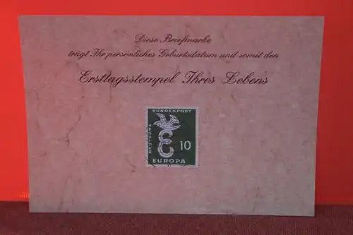 5.11.1958; Geburtstagskarte- Ersttagskarte - Diese Briefmarke trägt Ihr persönliches Geburtsdatum und somit den Ersttagsstempel Ihres Lebens