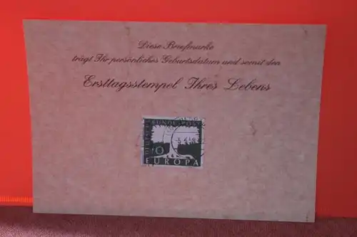 5.4.1958; Geburtstagskarte- Ersttagskarte - Diese Briefmarke trägt Ihr persönliches Geburtsdatum und somit den Ersttagsstempel Ihres Lebens