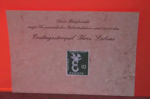18.11.1958; Geburtstagskarte- Ersttagskarte - Diese Briefmarke trägt Ihr persönliches Geburtsdatum und somit den Ersttagsstempel Ihres Lebens